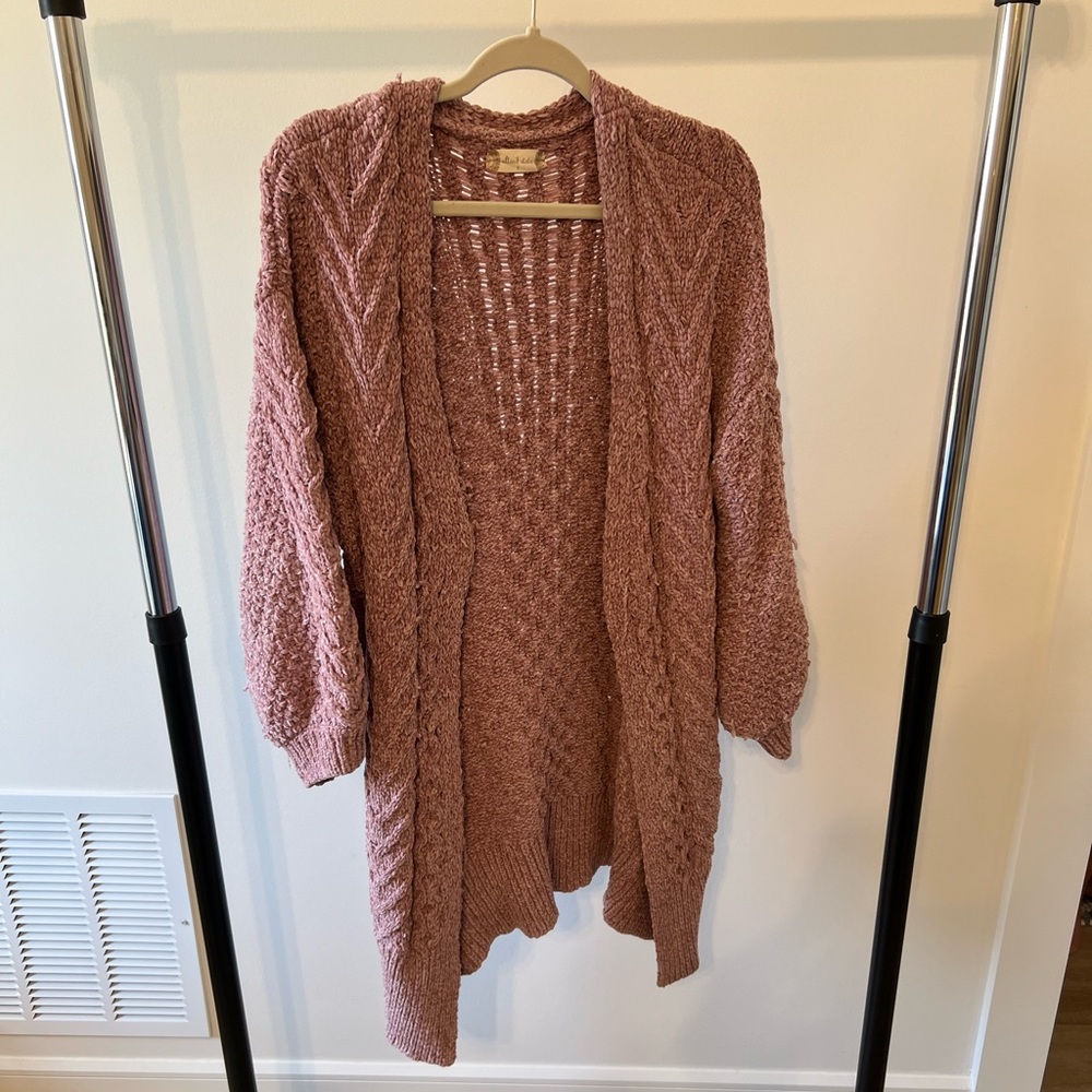Altar’d State Chunky Blush/Mauve Cardigan
